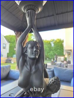 Large Vintage Art Deco Sculptural Nude Couple Table Lamp Black Figural Statue