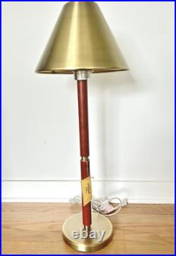 Lauren Ralph Lauren Heavy Table Lamp Modern Brass Leather Art Deco Mid Century