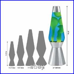 Lava Lamp Grande 27'' Yellow Wax/Blue Liquid/Silver Base & Cap New Decor