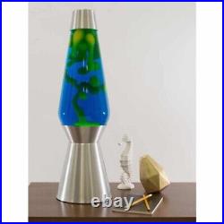 Lava Lamp Grande 27'' Yellow Wax/Blue Liquid/Silver Base & Cap New Decor