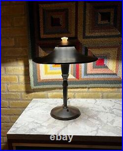 Leroy Doane Art Deco Machine Age Bronze Pagoda Table Lamp Miller
