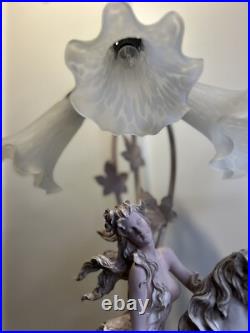 Liberty Girl On Horseback Tabletop Lamp Art Deco Style 26 Tulip Lamp Shades