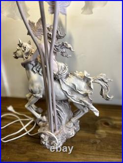 Liberty Girl On Horseback Tabletop Lamp Art Deco Style 26 Tulip Lamp Shades