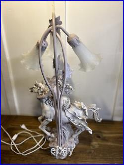 Liberty Girl On Horseback Tabletop Lamp Art Deco Style 26 Tulip Lamp Shades