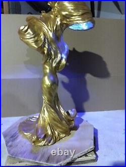 Loie Fuller LED lamp withremote, colors &effects. Raoul Larche copy, solid resin