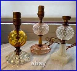 Lot of 3 Vintage Boudoir Lamps Art Deco Glass Bases & Globes Houze Style