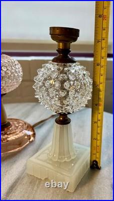Lot of 3 Vintage Boudoir Lamps Art Deco Glass Bases & Globes Houze Style