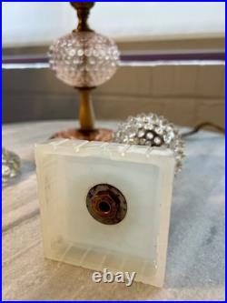 Lot of 3 Vintage Boudoir Lamps Art Deco Glass Bases & Globes Houze Style