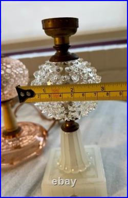 Lot of 3 Vintage Boudoir Lamps Art Deco Glass Bases & Globes Houze Style