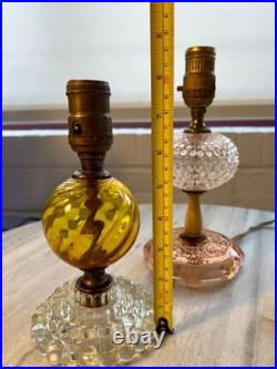 Lot of 3 Vintage Boudoir Lamps Art Deco Glass Bases & Globes Houze Style