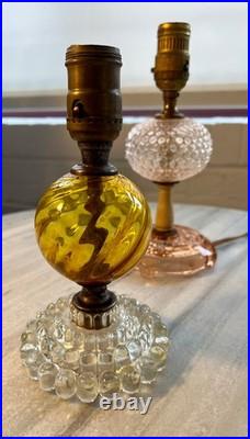 Lot of 3 Vintage Boudoir Lamps Art Deco Glass Bases & Globes Houze Style