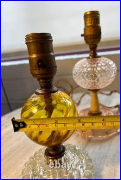 Lot of 3 Vintage Boudoir Lamps Art Deco Glass Bases & Globes Houze Style