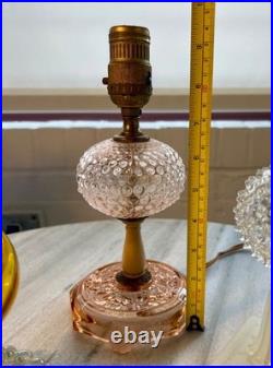 Lot of 3 Vintage Boudoir Lamps Art Deco Glass Bases & Globes Houze Style