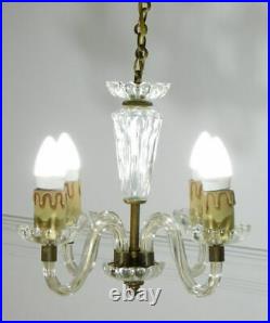 Lustrous Art Deco 4 Light Glass Chandelier