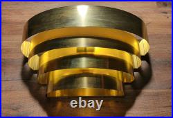 MCM 4-Tier Hotel Hollywood Brass 2-way Plug-in Wall Mount Lamp. Art Deco Revival