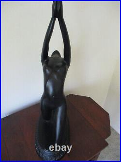 MCM Art Deco Black Nude Lady Holding Glass Globe Erotica Table Lamp 28