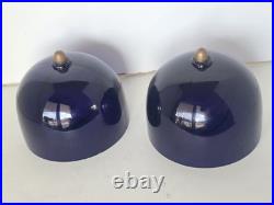 MCM Art Deco Cobalt Blue Glass Theater Light Shades