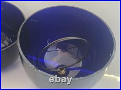 MCM Art Deco Cobalt Blue Glass Theater Light Shades