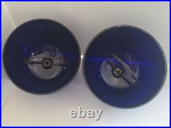 MCM Art Deco Cobalt Blue Glass Theater Light Shades