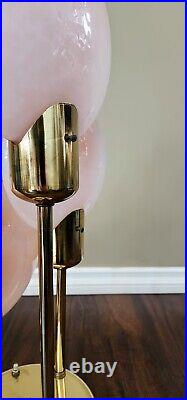 MID Century Art Deco Vtg Pink Murano Glass Brass Lollipop Floor & Table Lamps