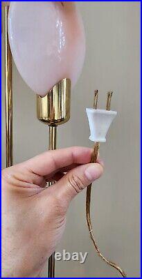 MID Century Art Deco Vtg Pink Murano Glass Brass Lollipop Floor & Table Lamps