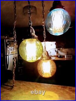 MID Century Vintage 3 Tier Swag Hanging Multi Color Globe Lamp Light Diffusers
