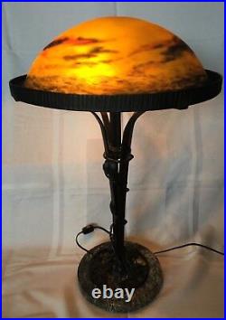 MULLER FRERES Signed French Art Deco Table Lamp 1900