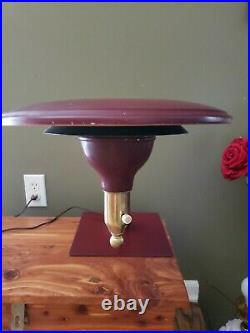 M. G Wheeler UFO SIGHTLIGHT Art Deco Flying Saucer BURGANDY Desk Lamp Swivels