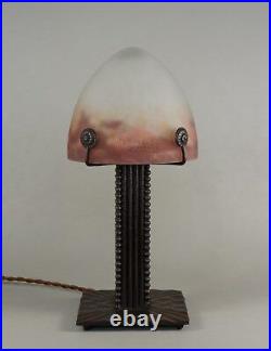 M. VASSEUR & MULLER FRERES FRENCH 1930 ART DECO LAMP. Wrought iron 1925