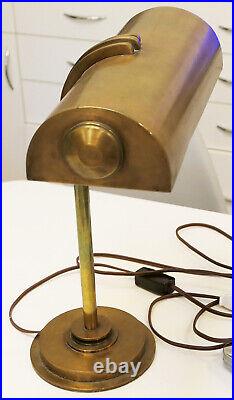 Machine Age Art Deco Brass desk lamp, rare design
