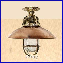 Marine Brass Bulkhead Light Nautical Ceiling Light With Copper Shade