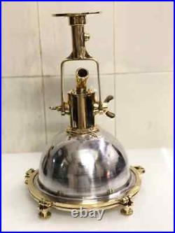 Maritime Vintage Solid Aluminum & Brass Ceiling Mount Pendant Ship Light Fixture