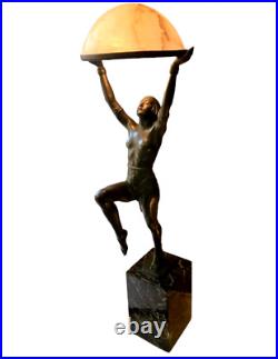 Max Le Verrier (1891-1973) France Amazing Art Deco Lamp 1930s