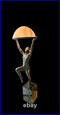 Max Le Verrier (1891-1973) France Amazing Art Deco Lamp 1930s