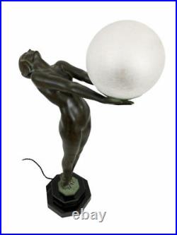 Max Le Verrier Large Illuminating Art Deco Sculpture Lamp