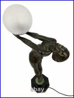 Max Le Verrier Large Illuminating Art Deco Sculpture Lamp