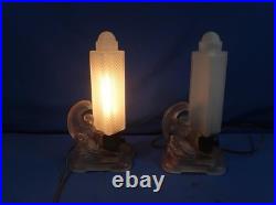 Mckee Vanity Pink Glass Torpedo Bullet Risque Lamp Art Deco Nude Angel Antique