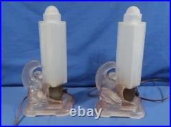Mckee Vanity Pink Glass Torpedo Bullet Risque Lamp Art Deco Nude Angel Antique