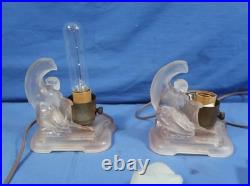 Mckee Vanity Pink Glass Torpedo Bullet Risque Lamp Art Deco Nude Angel Antique