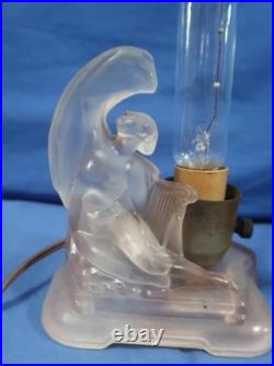 Mckee Vanity Pink Glass Torpedo Bullet Risque Lamp Art Deco Nude Angel Antique