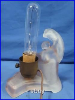 Mckee Vanity Pink Glass Torpedo Bullet Risque Lamp Art Deco Nude Angel Antique