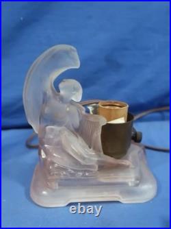 Mckee Vanity Pink Glass Torpedo Bullet Risque Lamp Art Deco Nude Angel Antique