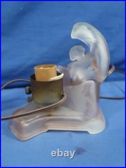 Mckee Vanity Pink Glass Torpedo Bullet Risque Lamp Art Deco Nude Angel Antique
