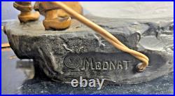 Mednat Night Light Children With Snowball Metal + Art Deco Glass 1930