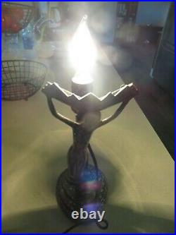 Metal art deco nude lady angle fairy sculpture electric works table or desk lamp