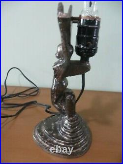 Metal art deco nude lady angle fairy sculpture electric works table or desk lamp
