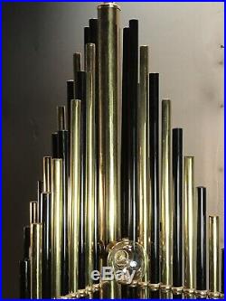 Mid Century 70s Art Deco Table Lamp Tubular Sculpture Brass Brutalist 9 lights