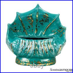 Mid-Century Art Deco Porcelain Turquoise Conch Shell TV Lamp