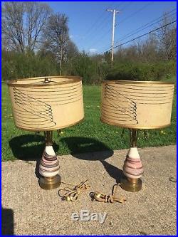 Mid Century Atomic Art Deco Bed Side Table Lamps