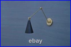 Mid-Century Brass Wall Sconce Italian Stilnovo Style Adjustable Arm Lamp